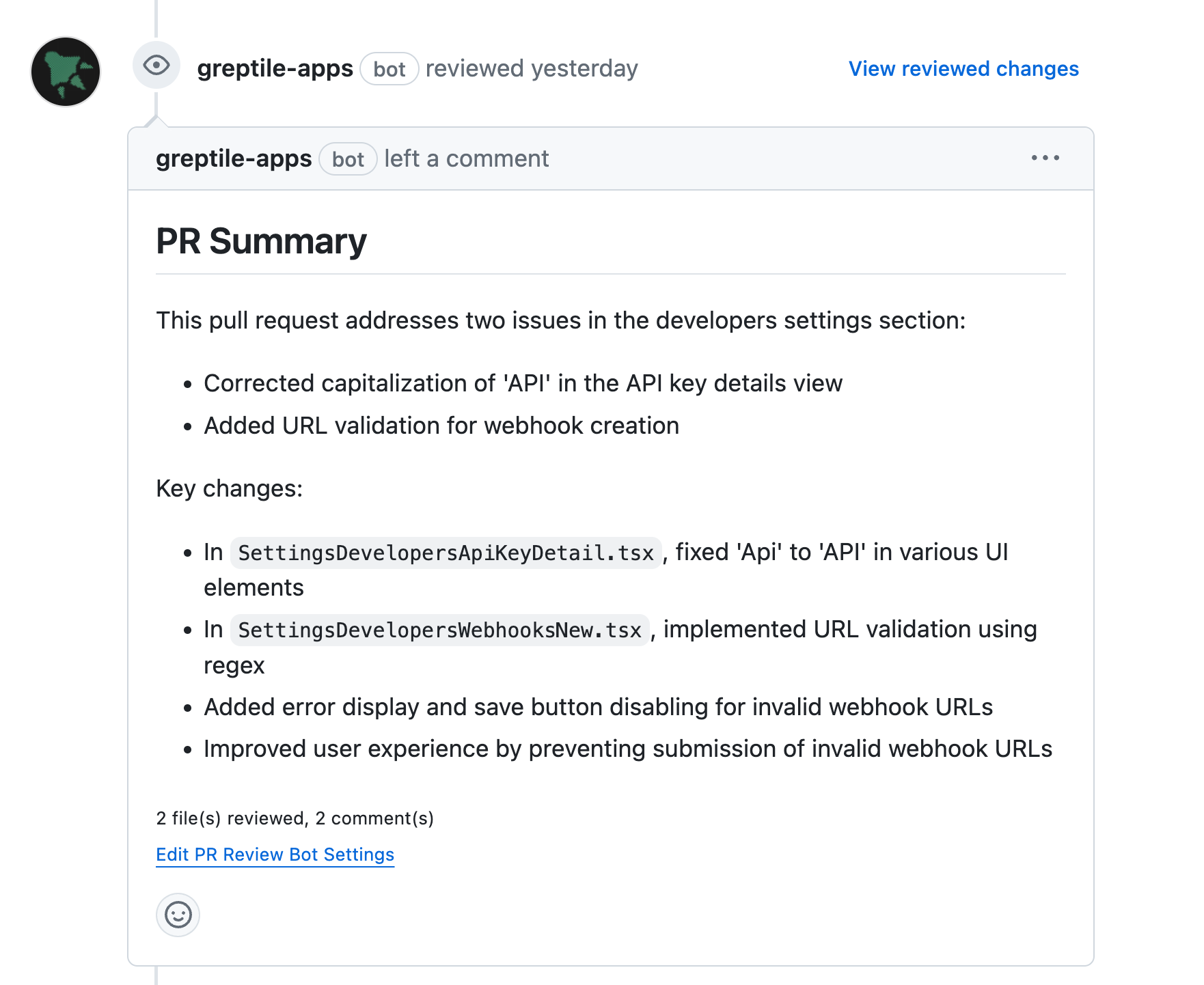 CodeRabbit vs Greptile - PR summary comparison