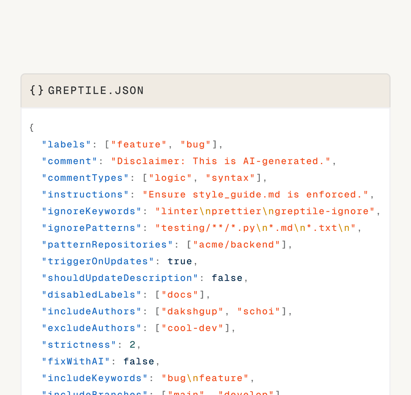Configure with greptile.json