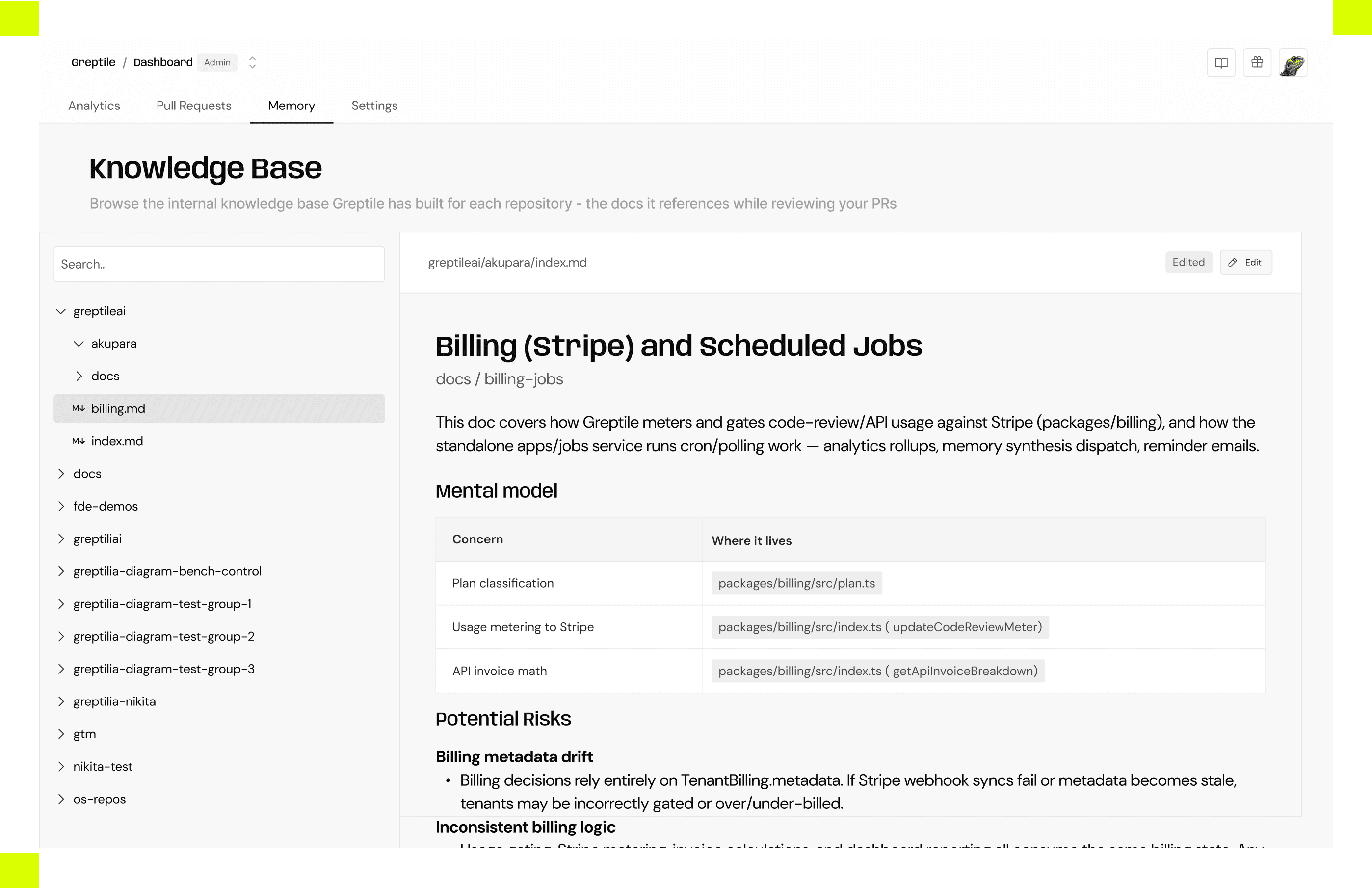 Greptile Knowledge Base