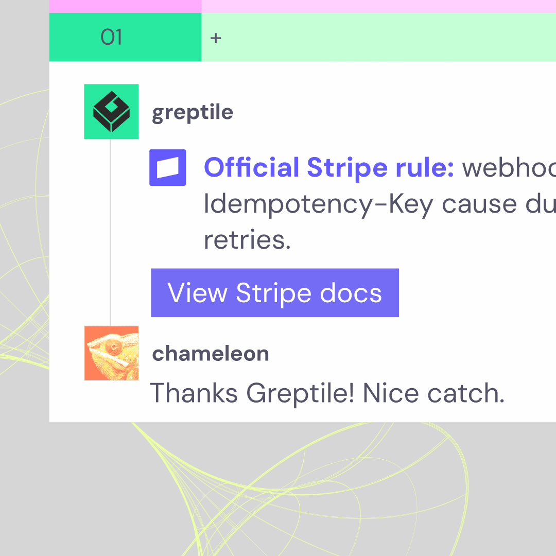 Greptile PR comment citing an official Stripe rule about webhook idempotency, with a suggested code fix